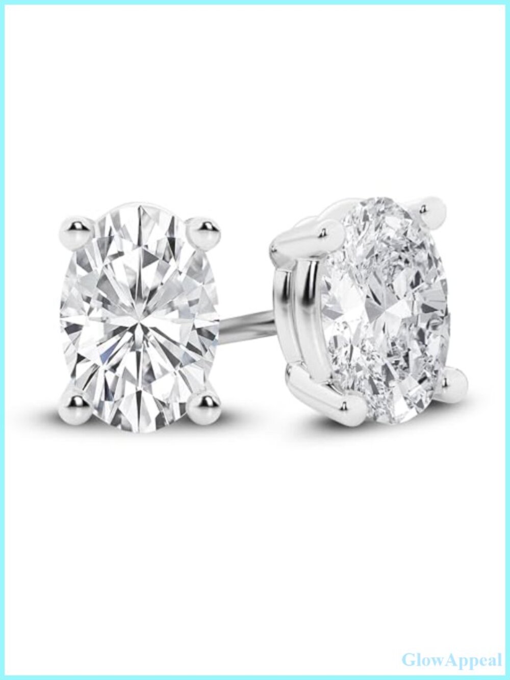 Lab Grown Diamond Oval Stud Earrings 14K White Gold